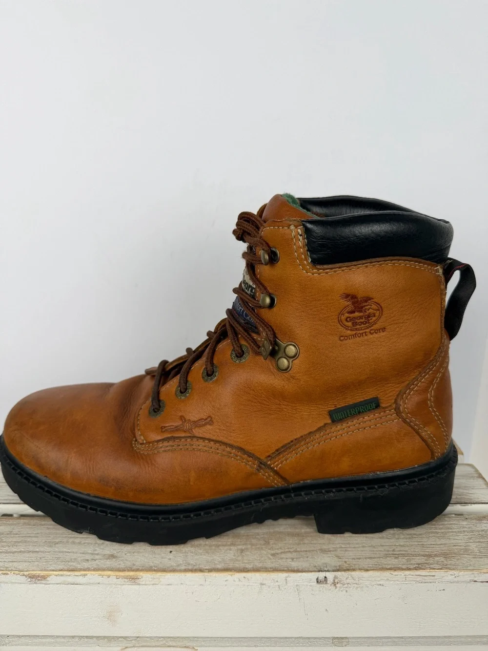 Georgia Boot Men's leather Farm and Ranch Waterproof Boots size 10